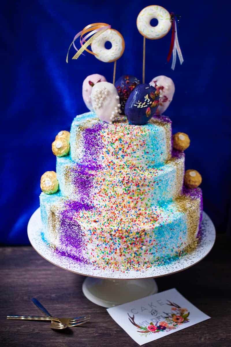 New Year's Glitter Bomb Champagne Cake Cheat i am baker