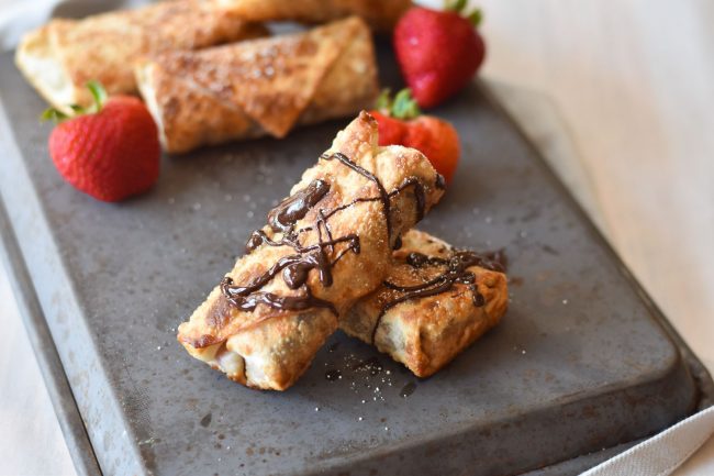 chocolate strawberry egg rolls