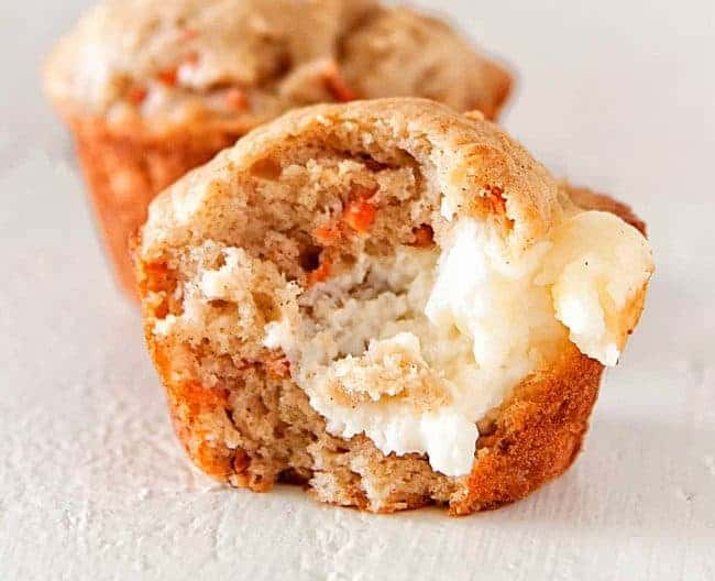 Carrot Cake Cupcakes with Cream Cheese Filling