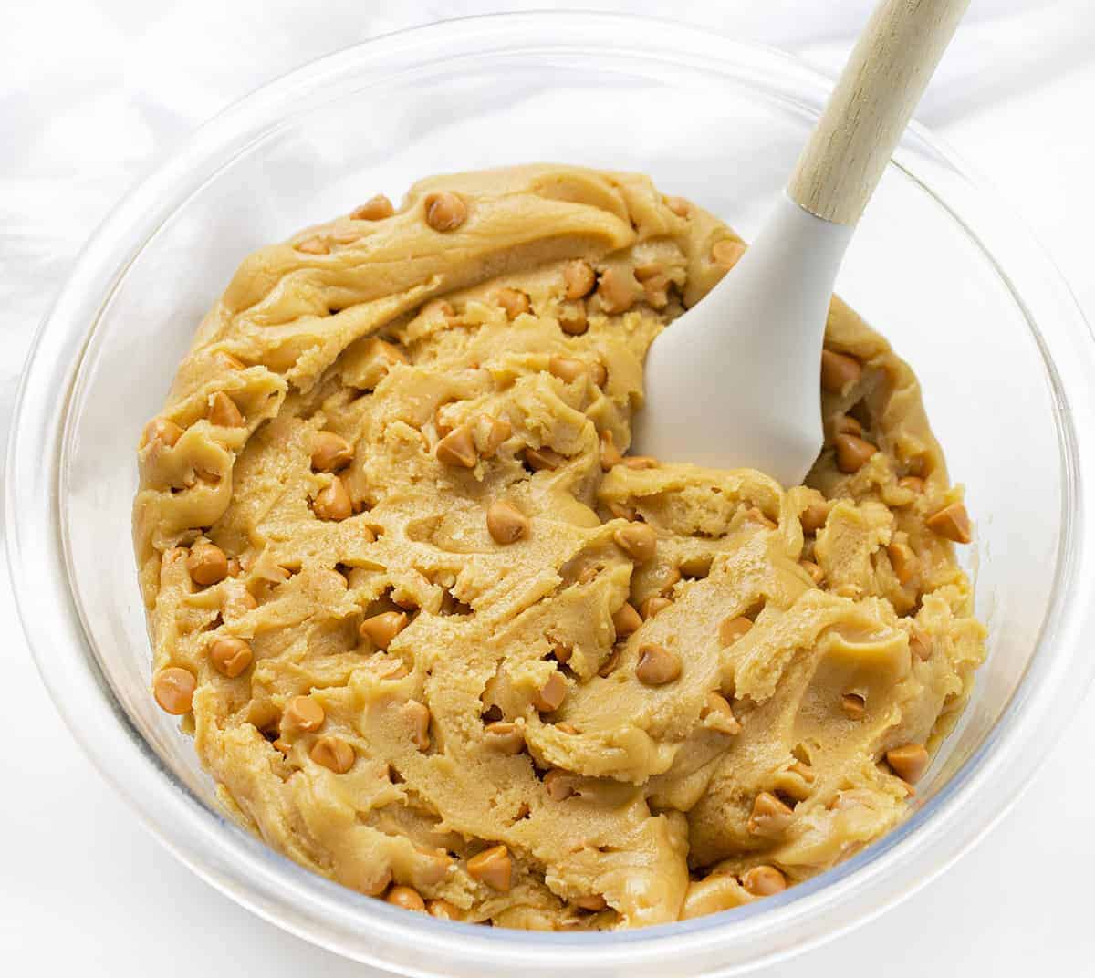 Raw Dough for Blondies Recipe with Butterscotch Chips