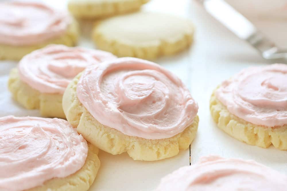 Swig Sugar Cookies with pink frosting