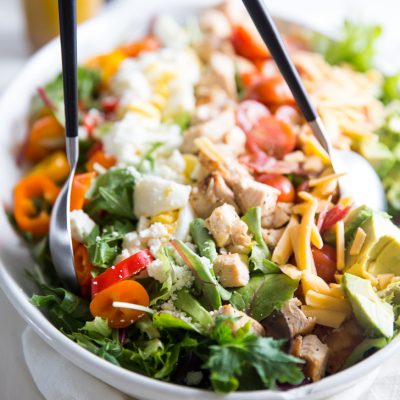 Cobb Salad with tongs