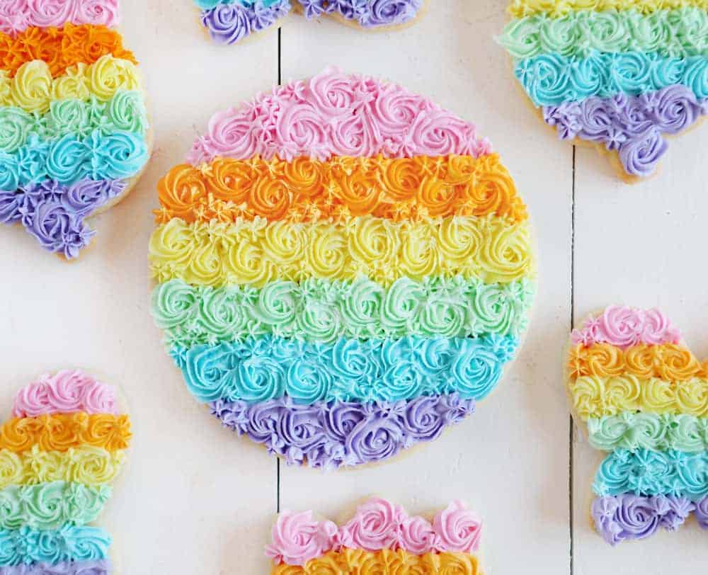 Sugar Cookies with Rainbow Buttercream