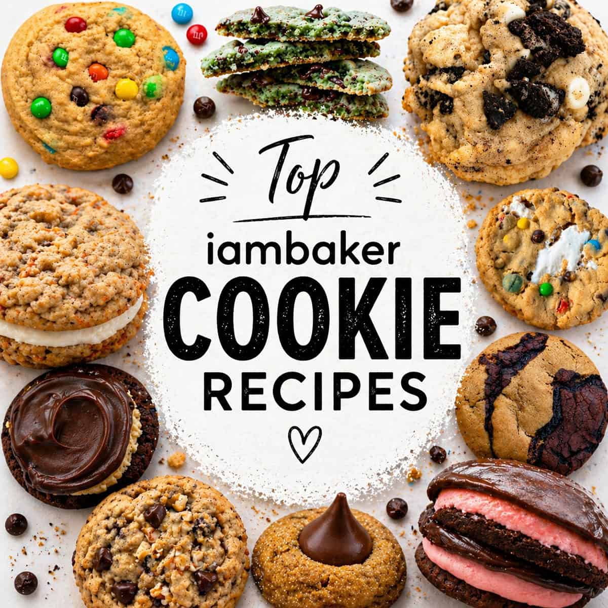 Collage of single cookies from iambaker recipes.