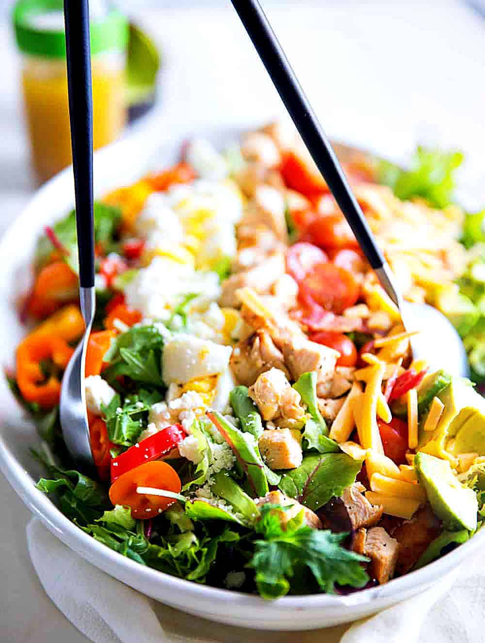 Spring Cobb Salad with Raspberry Vinaigrette Dressing - Fit Foodie