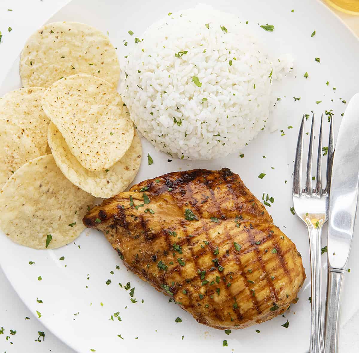 Overhead Image of Cilantro Lime Chicken with Rice