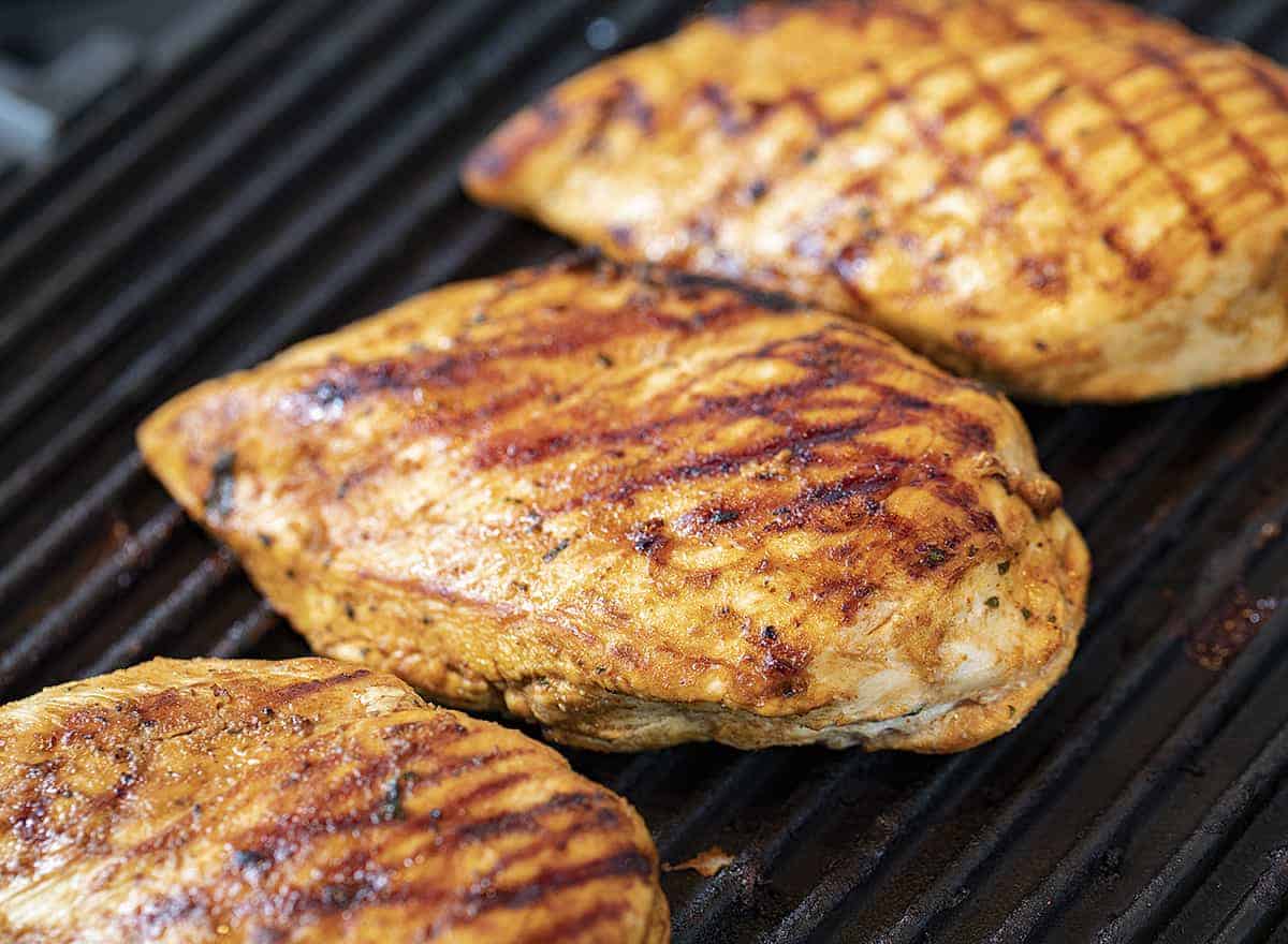 Three Pieces of Cilantro Lime Chicken on the Grill