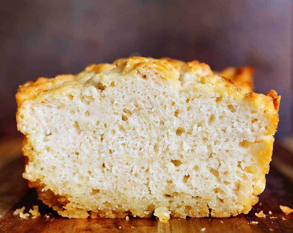 Beer Bread Cut Into and Close up