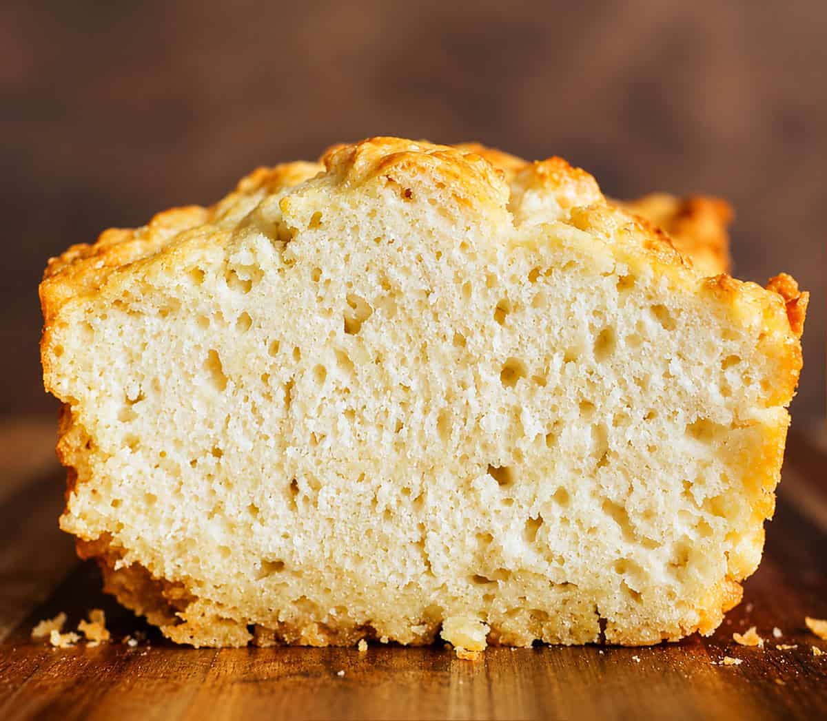 Close up of a loaf of Beer Bread.