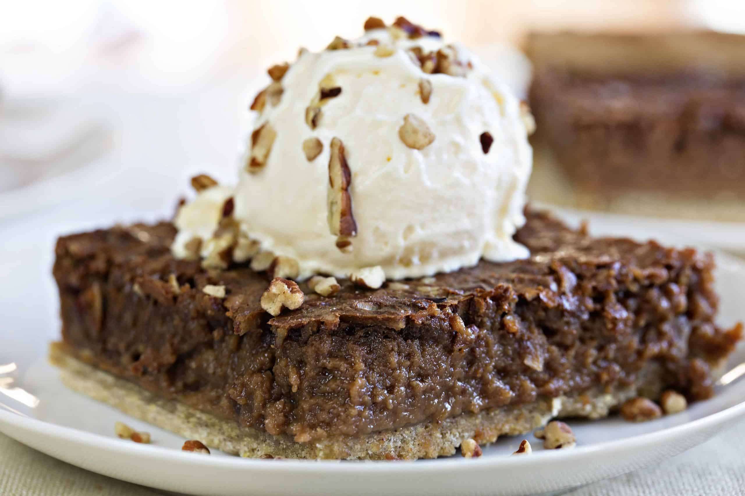 One Piece of German Chocolate Pie with Ice Cream on Top