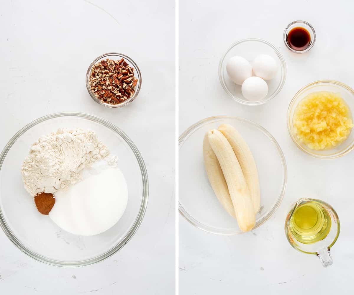 Raw Ingredients Used to Make Hummingbird Cake from Overhead.