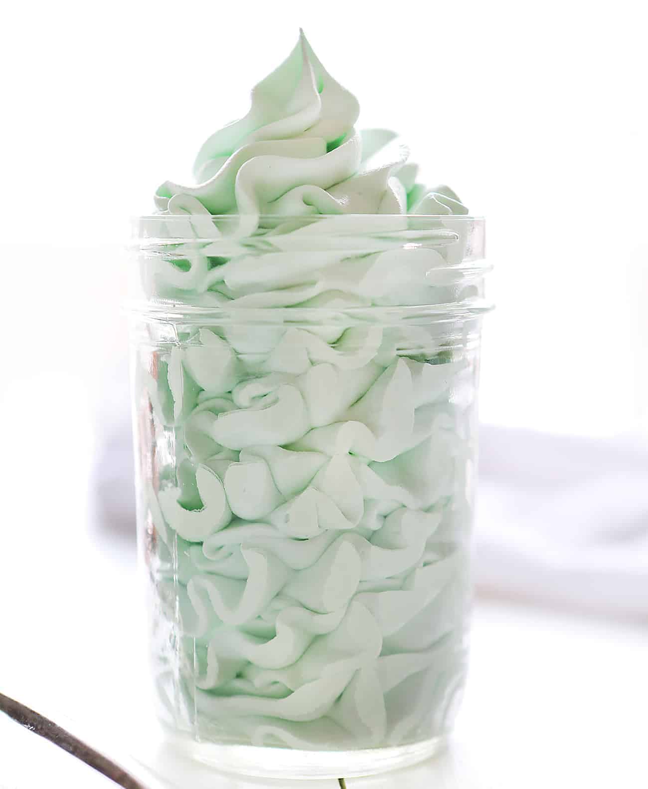 Jar of Piped Peppermint Whipped Cream