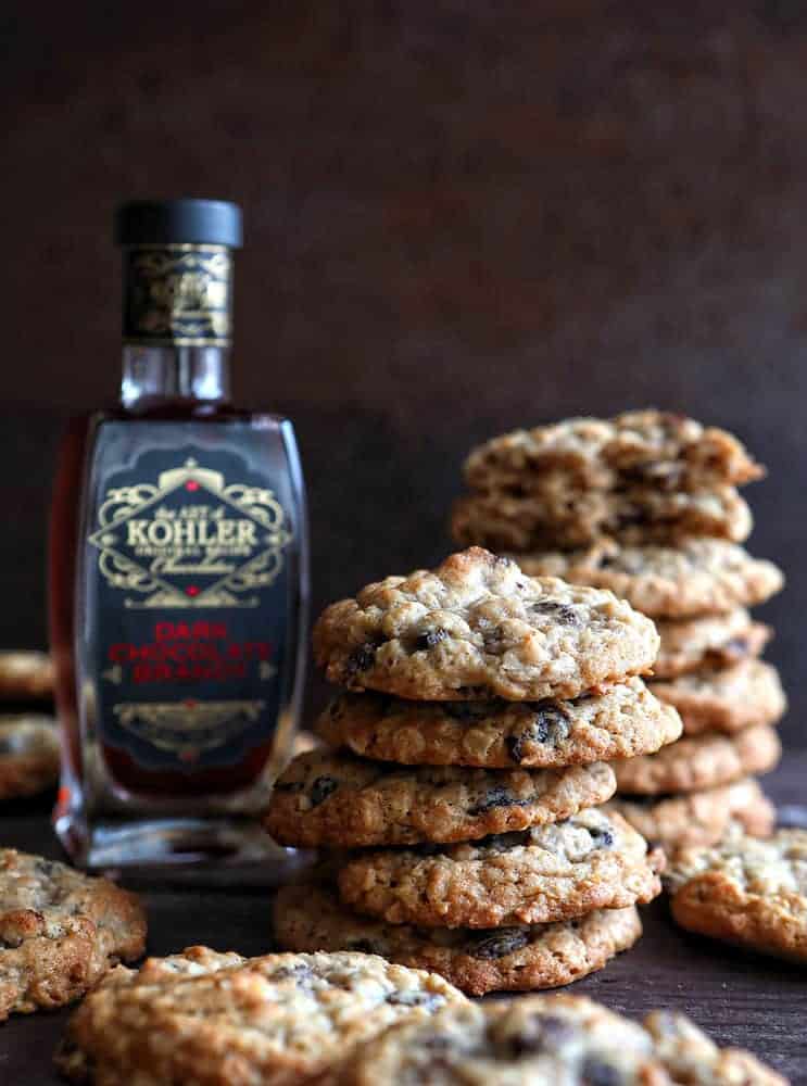 Boozy Oatmeal Raisin Cookies Stacked