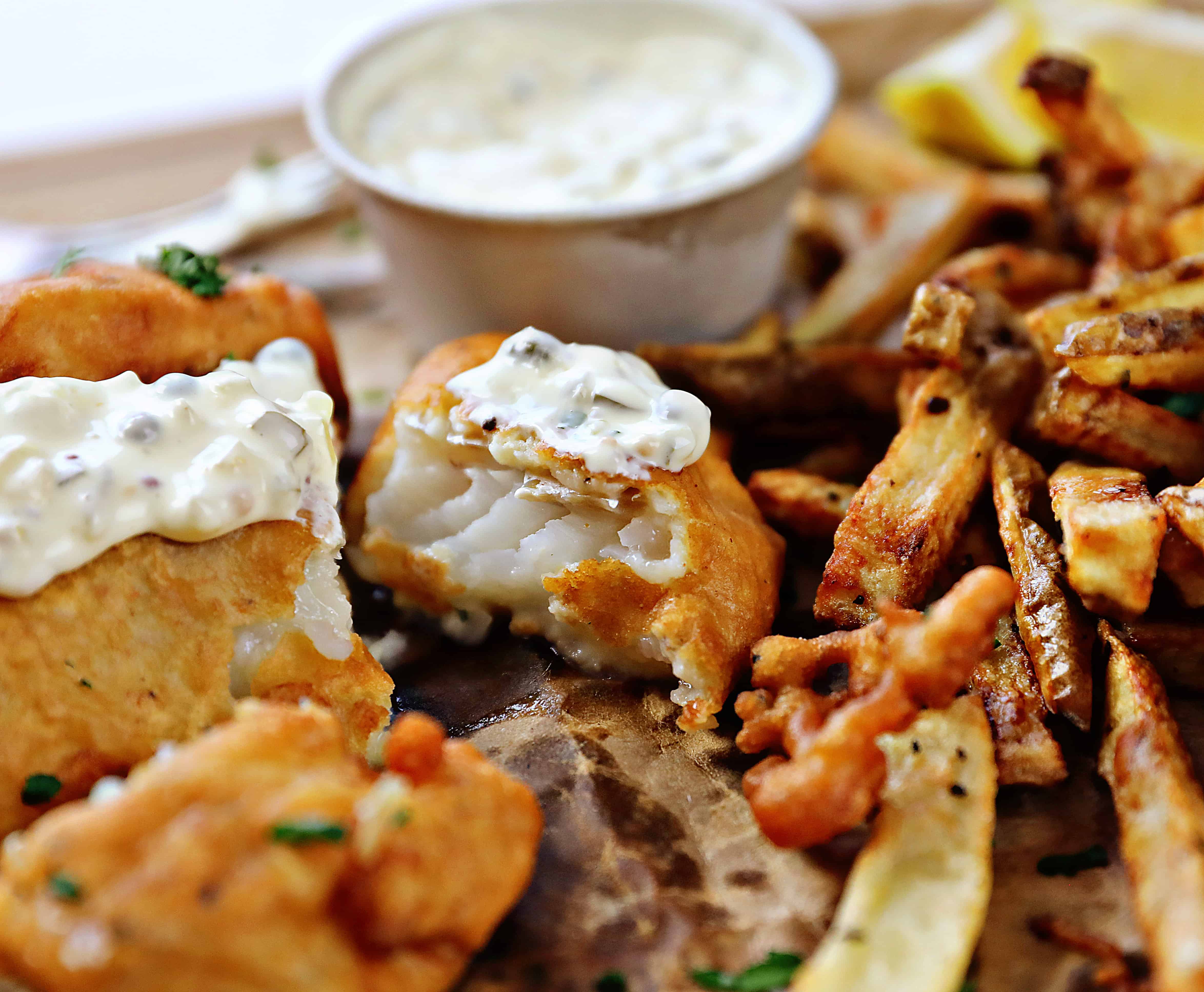 Healthy Fish and Chips with Homemade Tartar Sauce - Ahead of Thyme