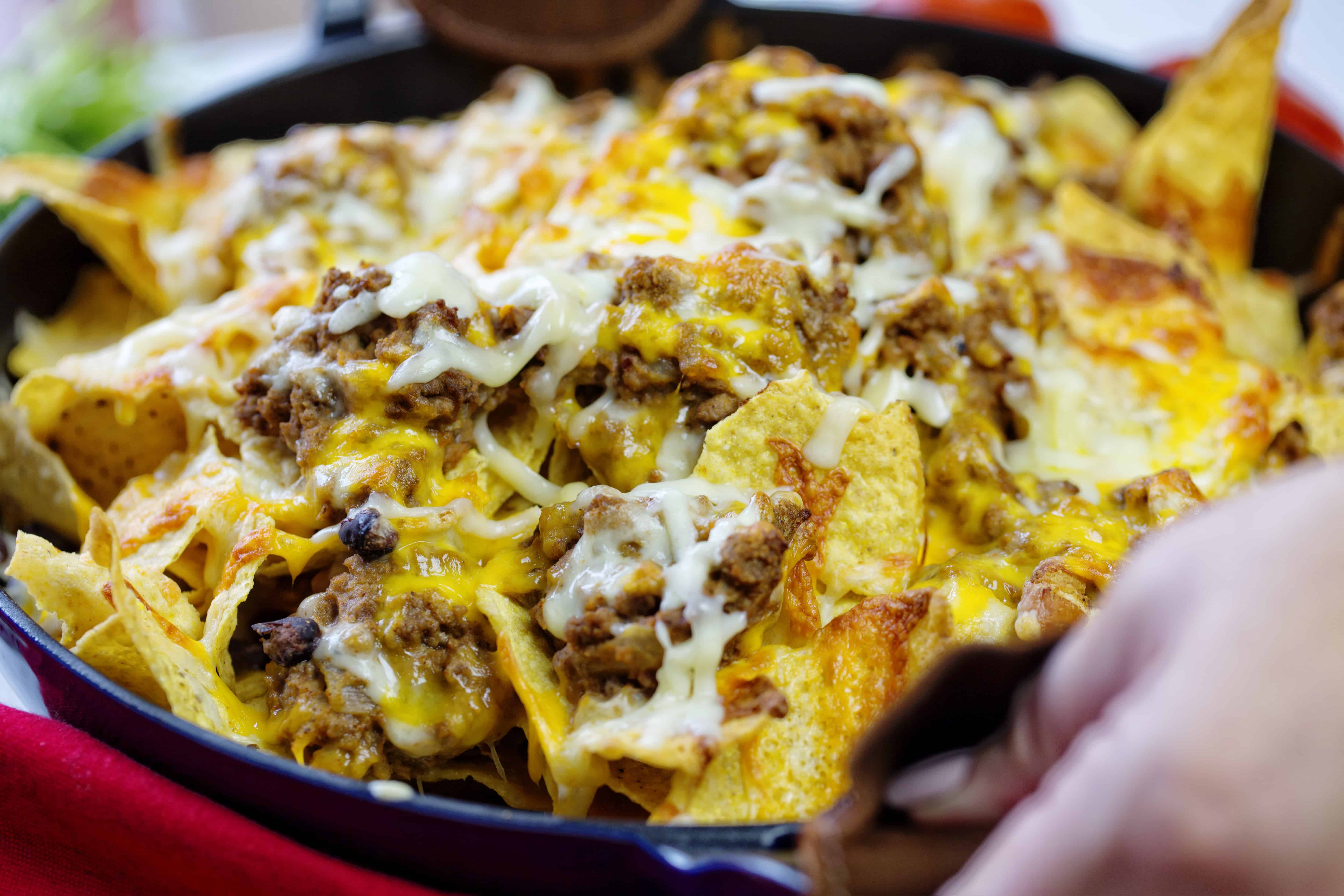 Skillet Beef Nachos VIDEO I Am Baker