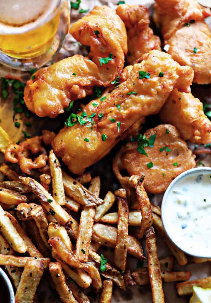 fish and chips with homemade tartar sauce