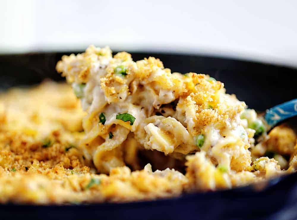 Easy Tuna Casserole Recipe Showing Close Up of Texture