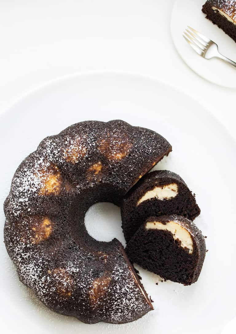 Chocolate Bundt Cake with Cream Cheese Filling {VIDEO} - i am baker