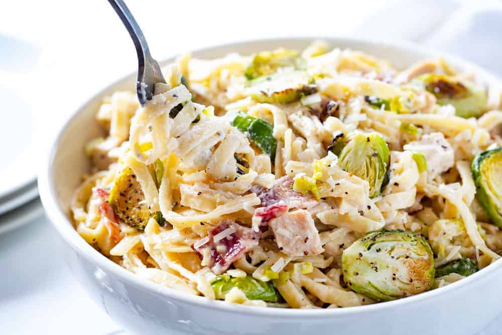 Chicken Bacon Alfredo with Brussel Sprouts-image