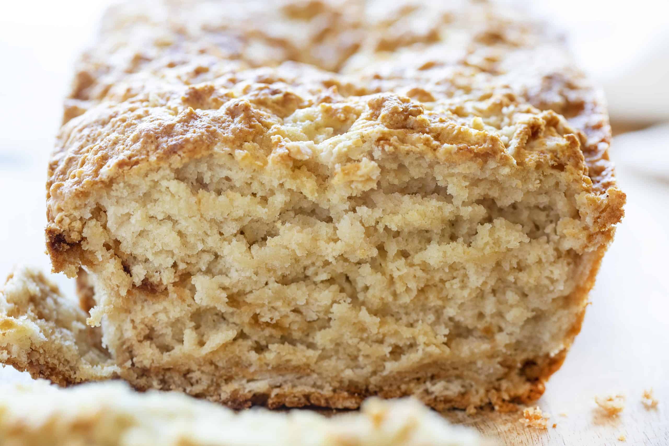 Old Fashioned Buttermilk Quick Bread Cut Into Showing Texture Inside