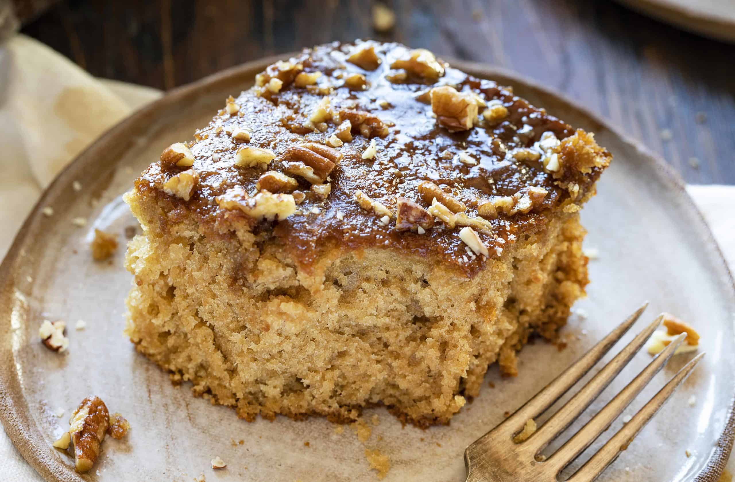 Pecan Glaze over Buttermilk Cake