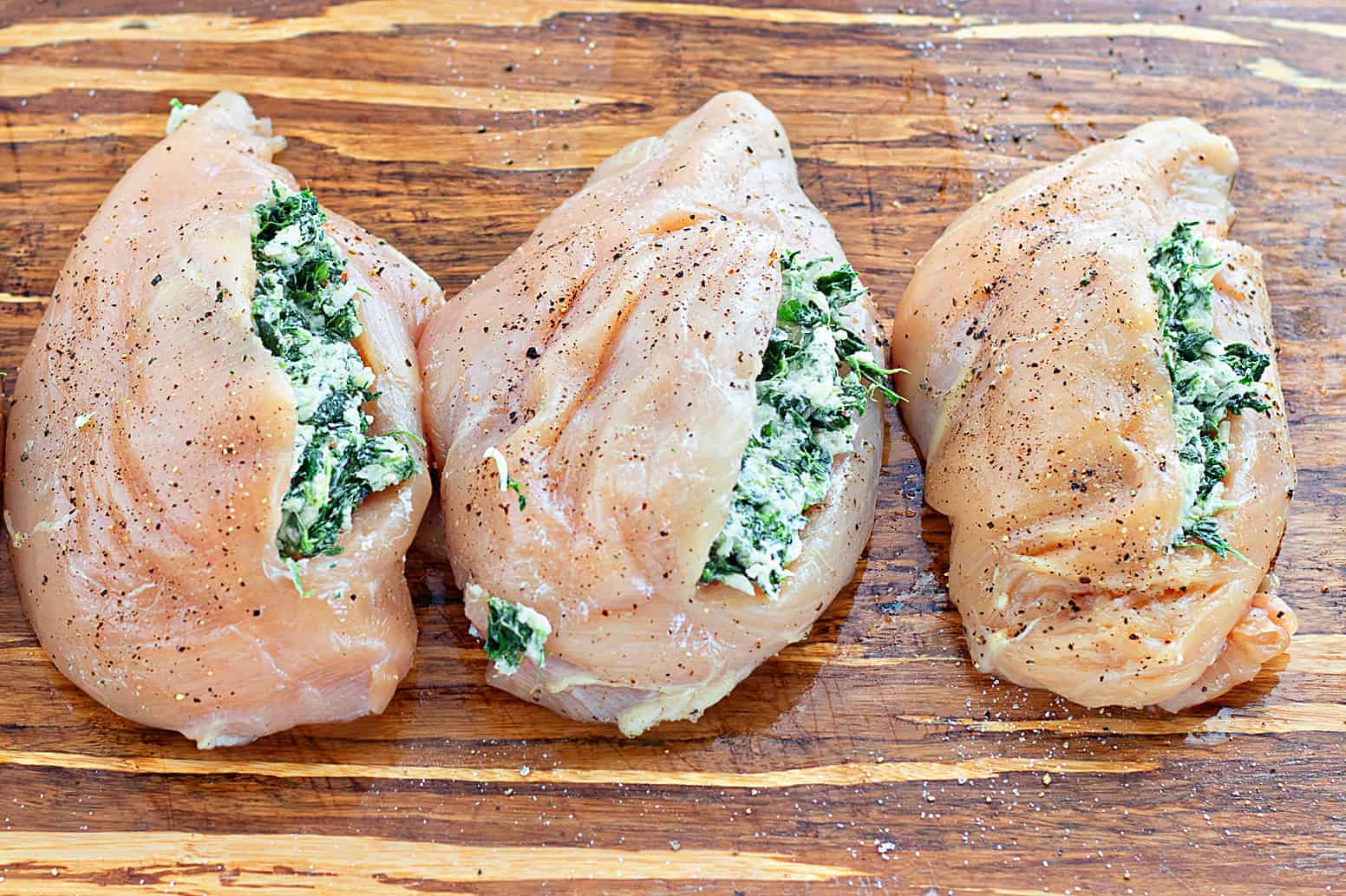 Spinach Stuffed Chicken ready to be cooked