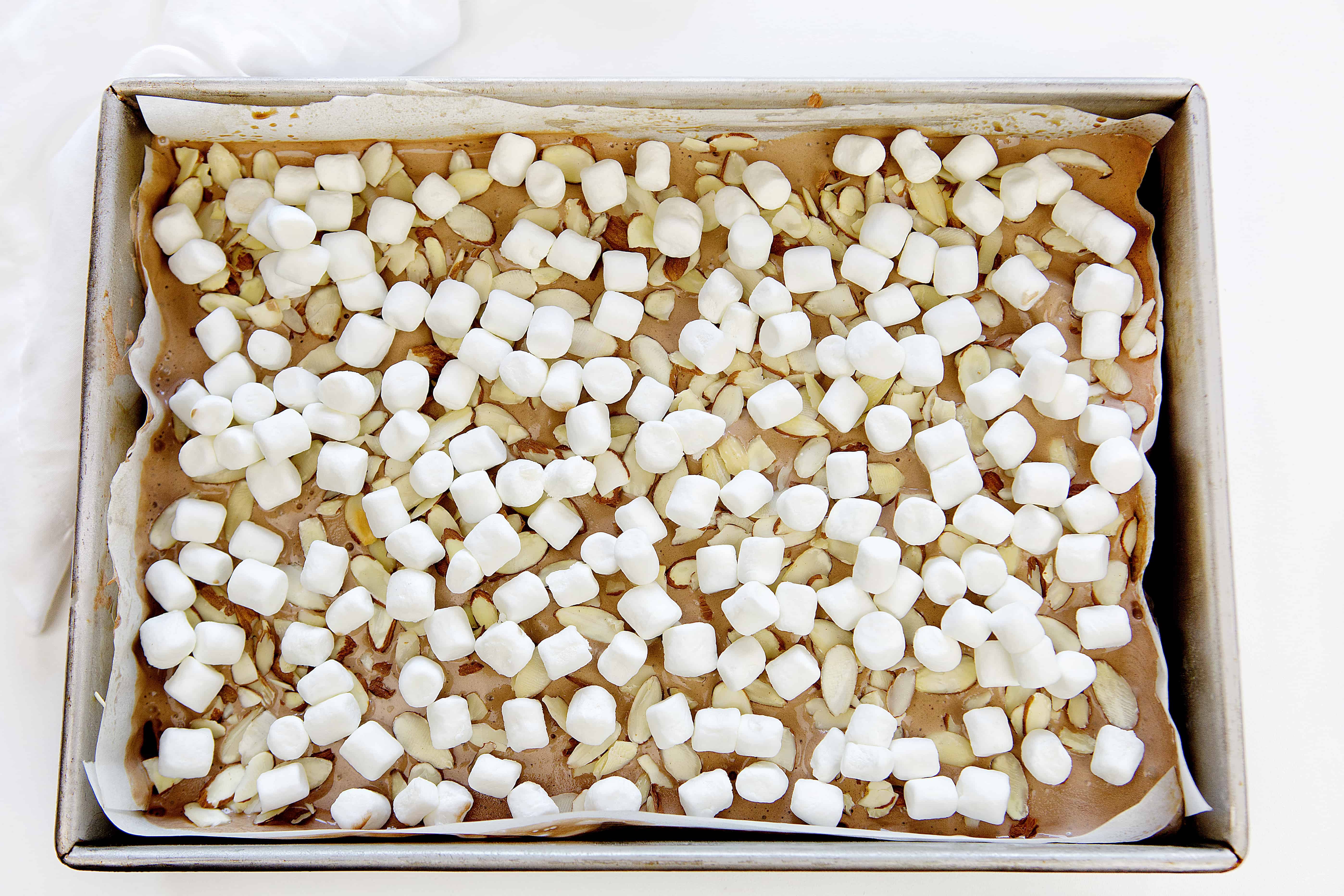 Marshmallows for a Brownie Rocky Road Ice Cream Cake