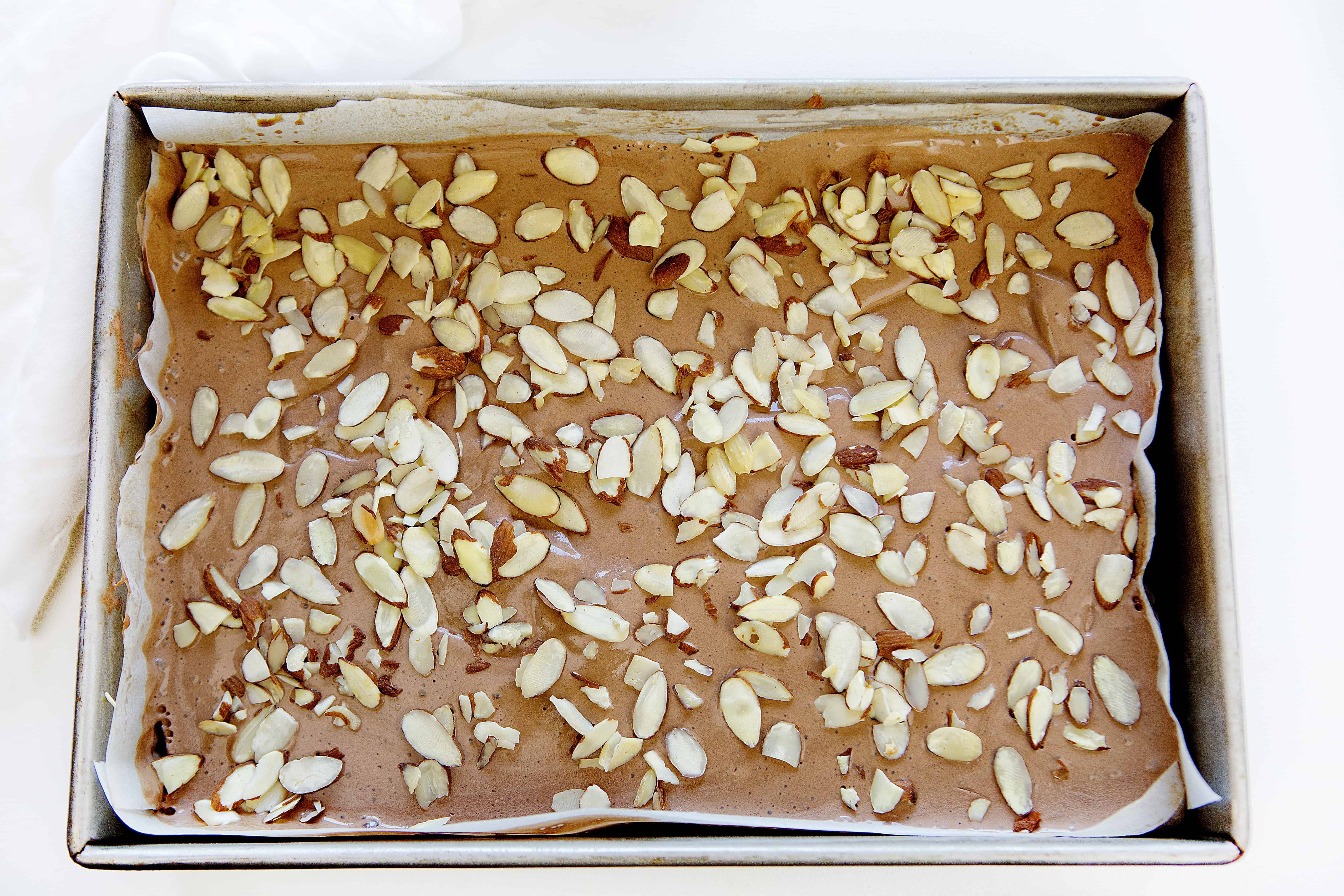 Almonds for a Brownie Rocky Road Ice Cream Cake