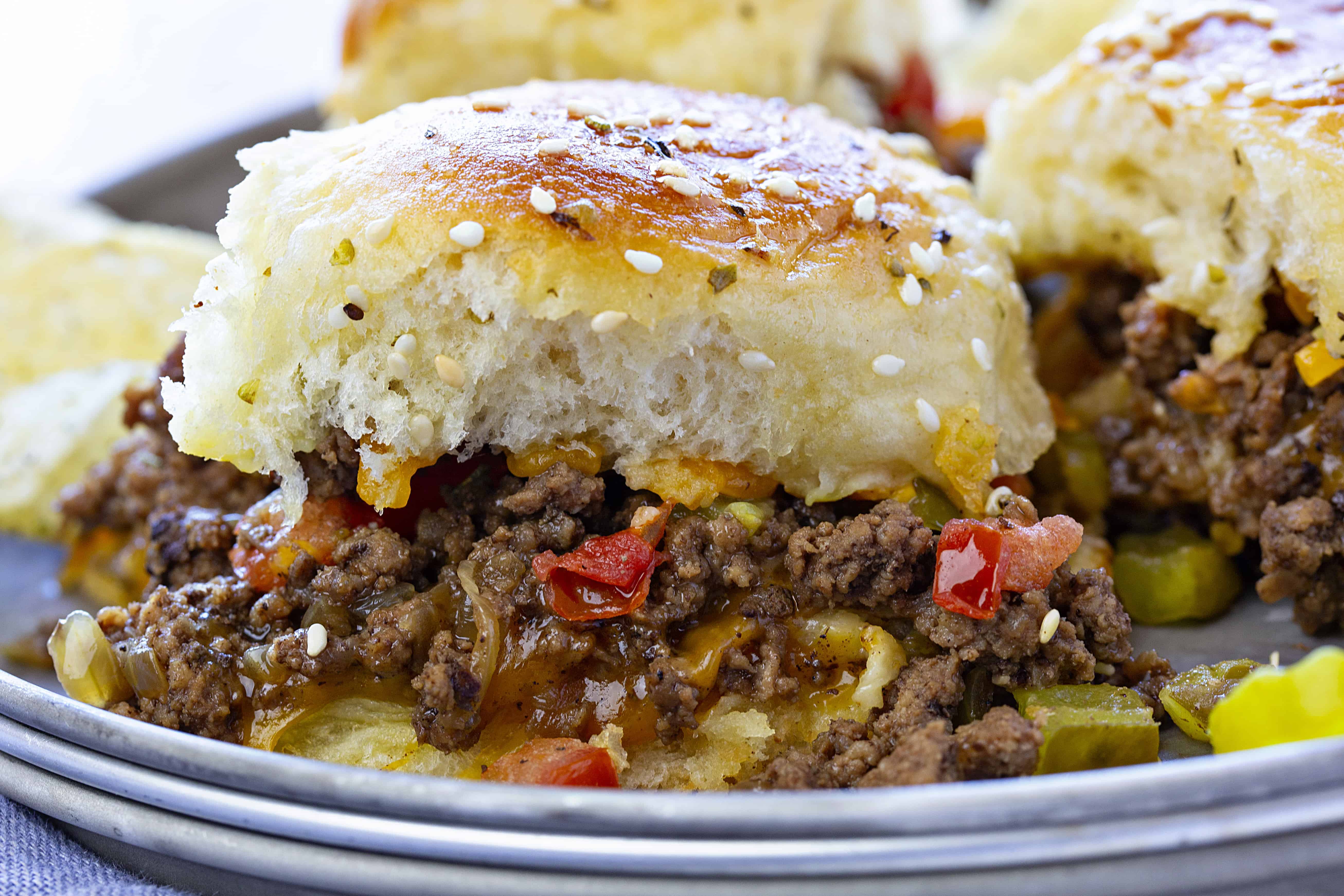 Cheeseburger Sliders on a Plate