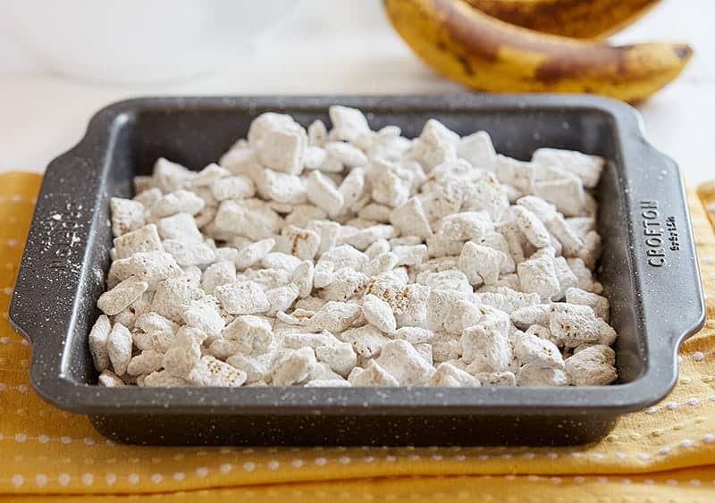 Pan of Banana Pudding Puppy Chow