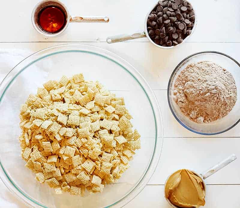 ingredients for Brownie Puppy Chow