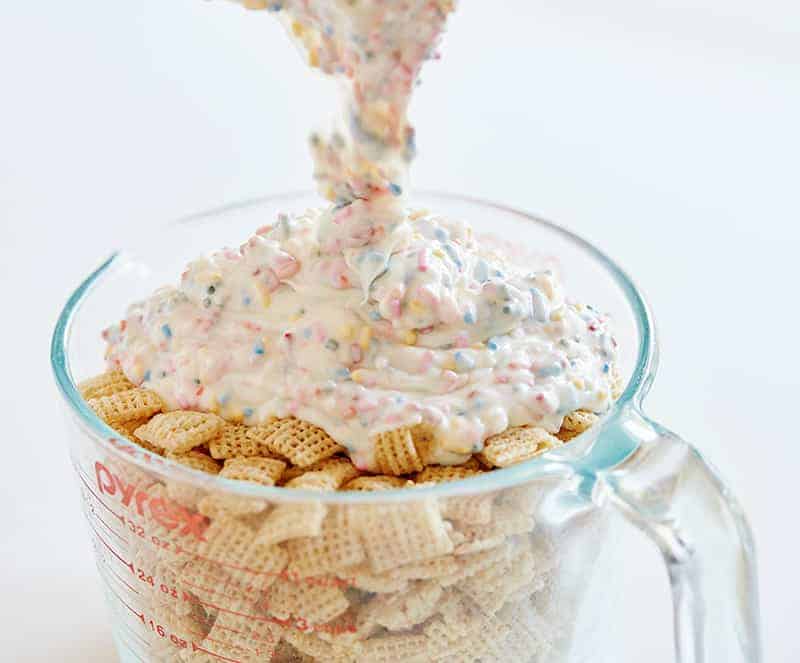 Rainbow Chocolate for Birthday Cake Puppy Chow Recipe