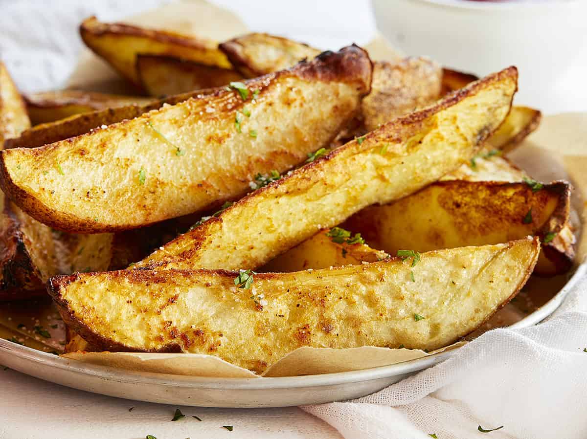Roasted Potato Wedges on a Plate