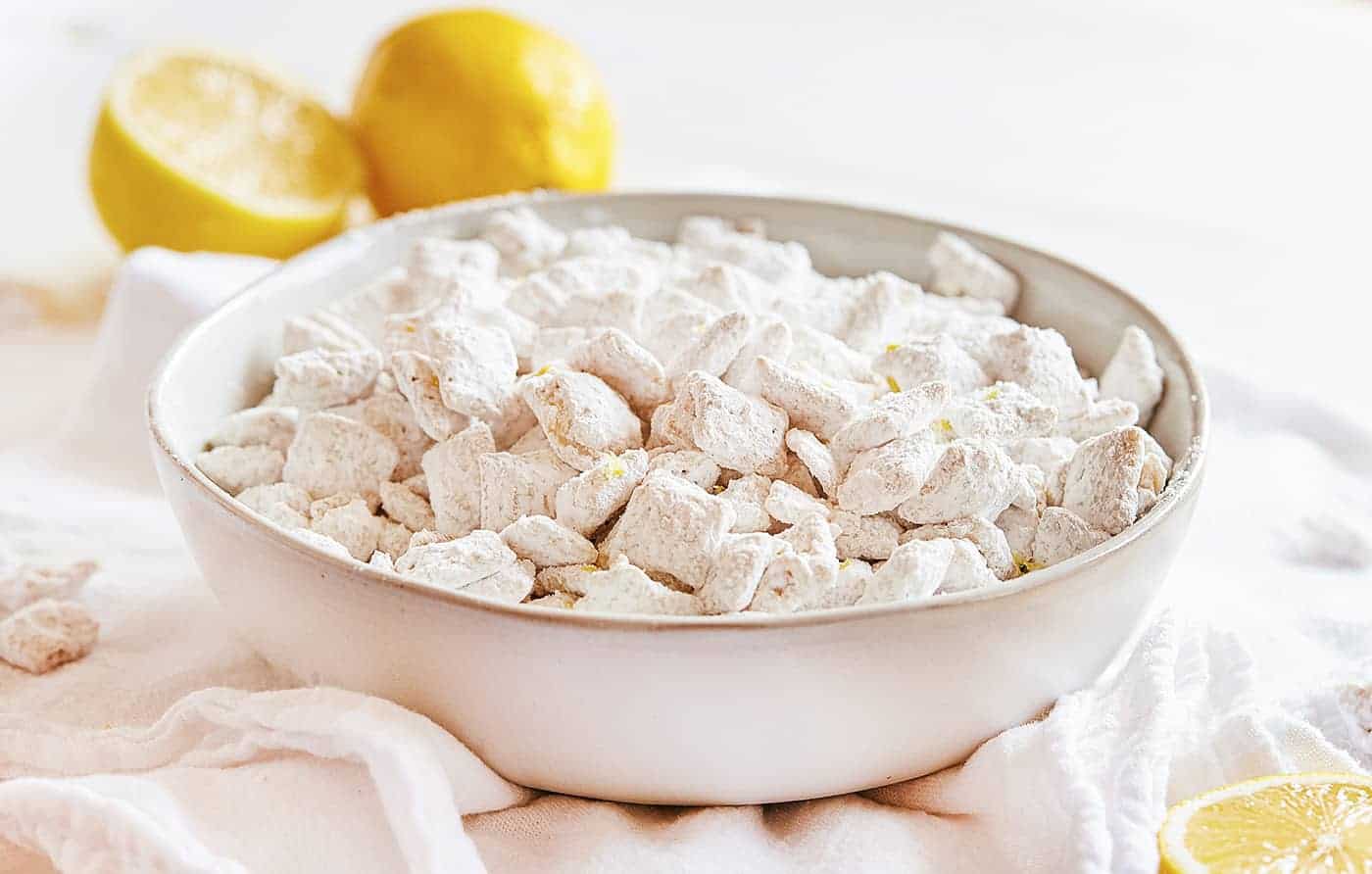 Lemon Puppy Chow in a Bowl