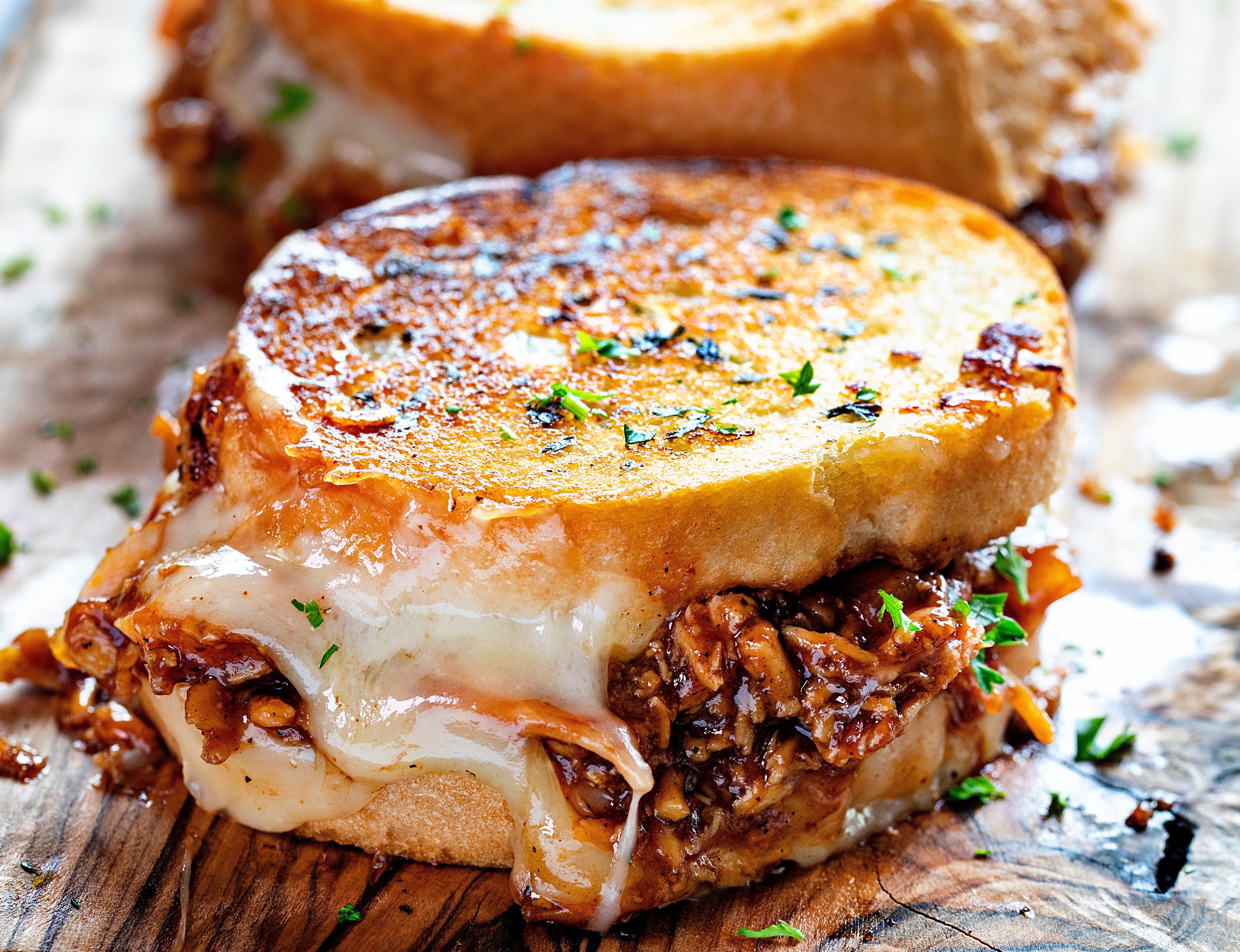 Easy BBQ Chicken Grilled Cheese
