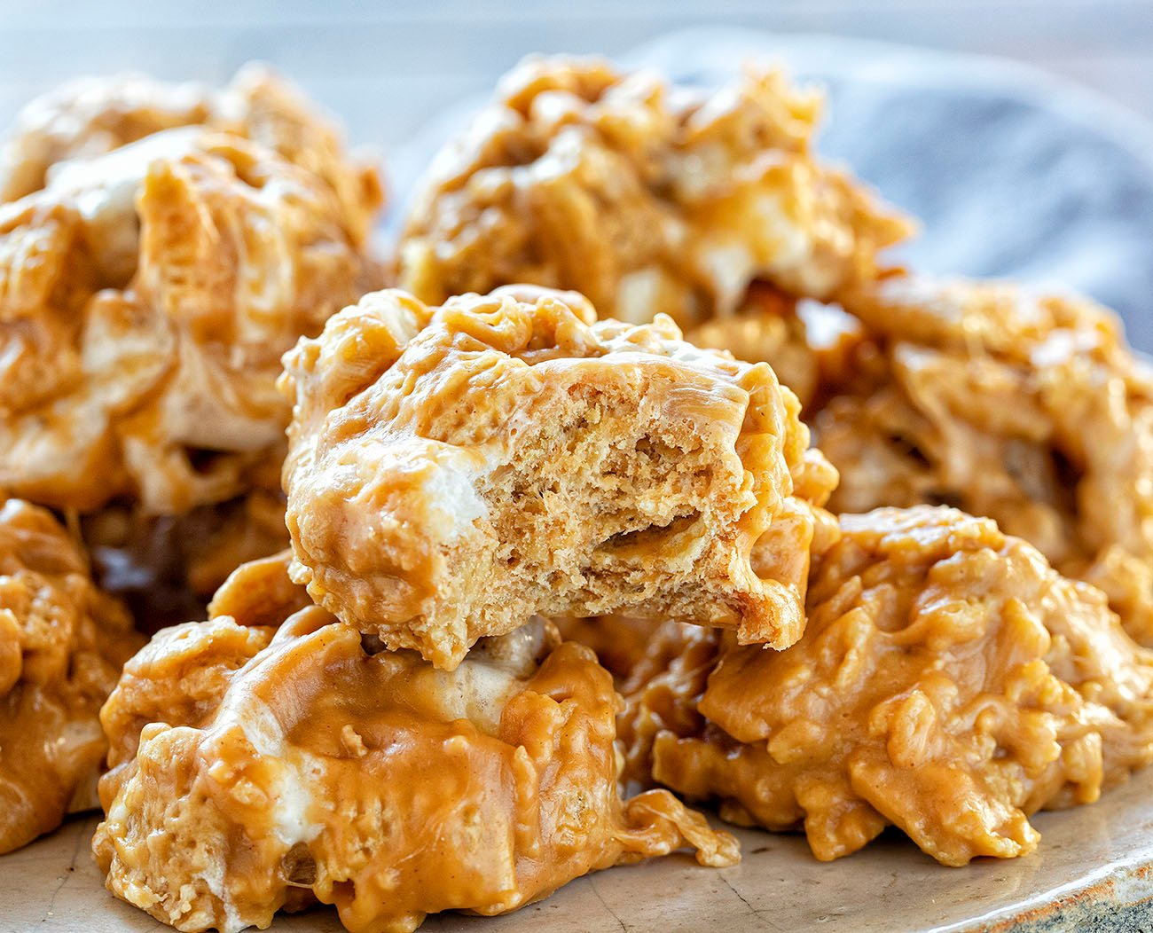 Bite of a No-Bake Chex Cookie