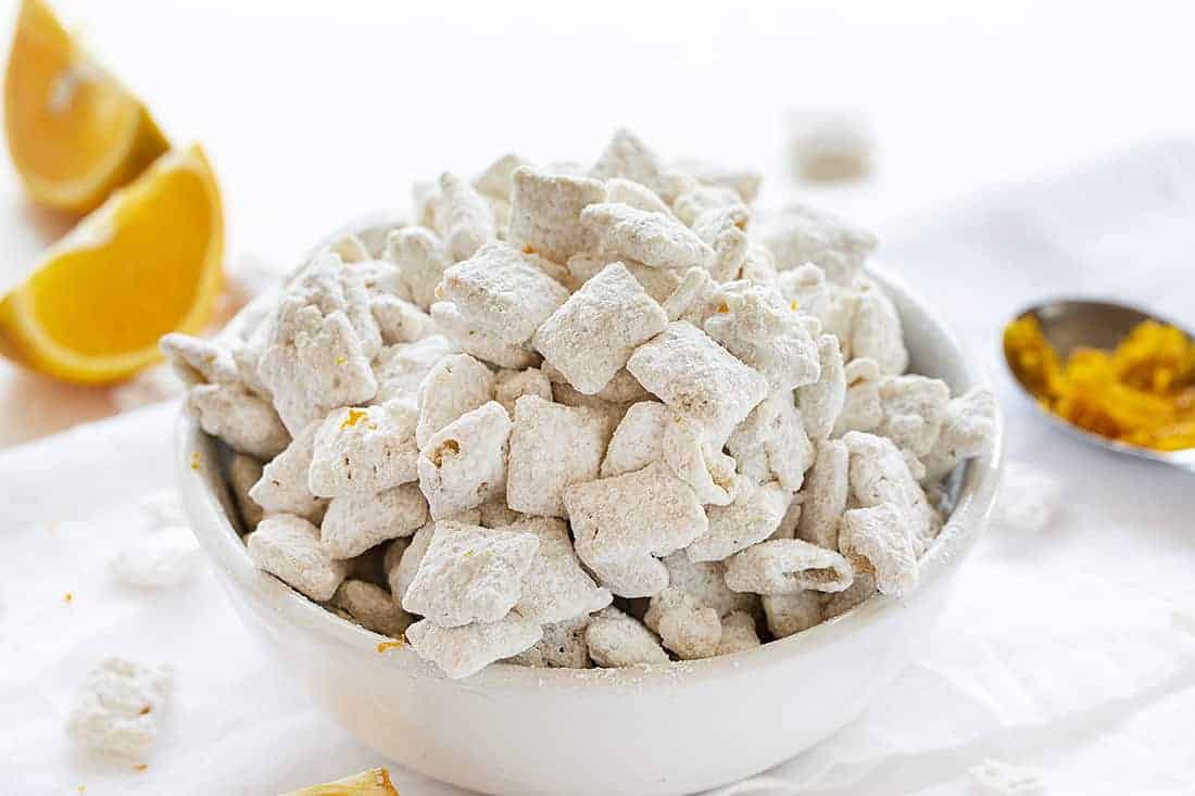 Bowl of Orange Creamsicle Puppy Chow
