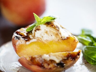 Grilled Peaches with Mascarpone and Balsamic Reduction - i am baker