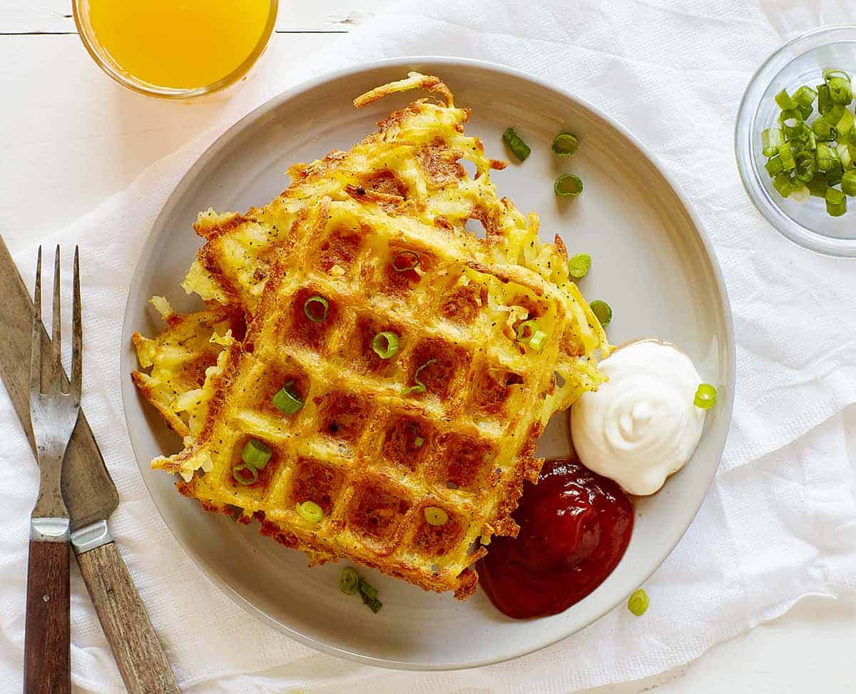 Plate of Hash Brown Waffles