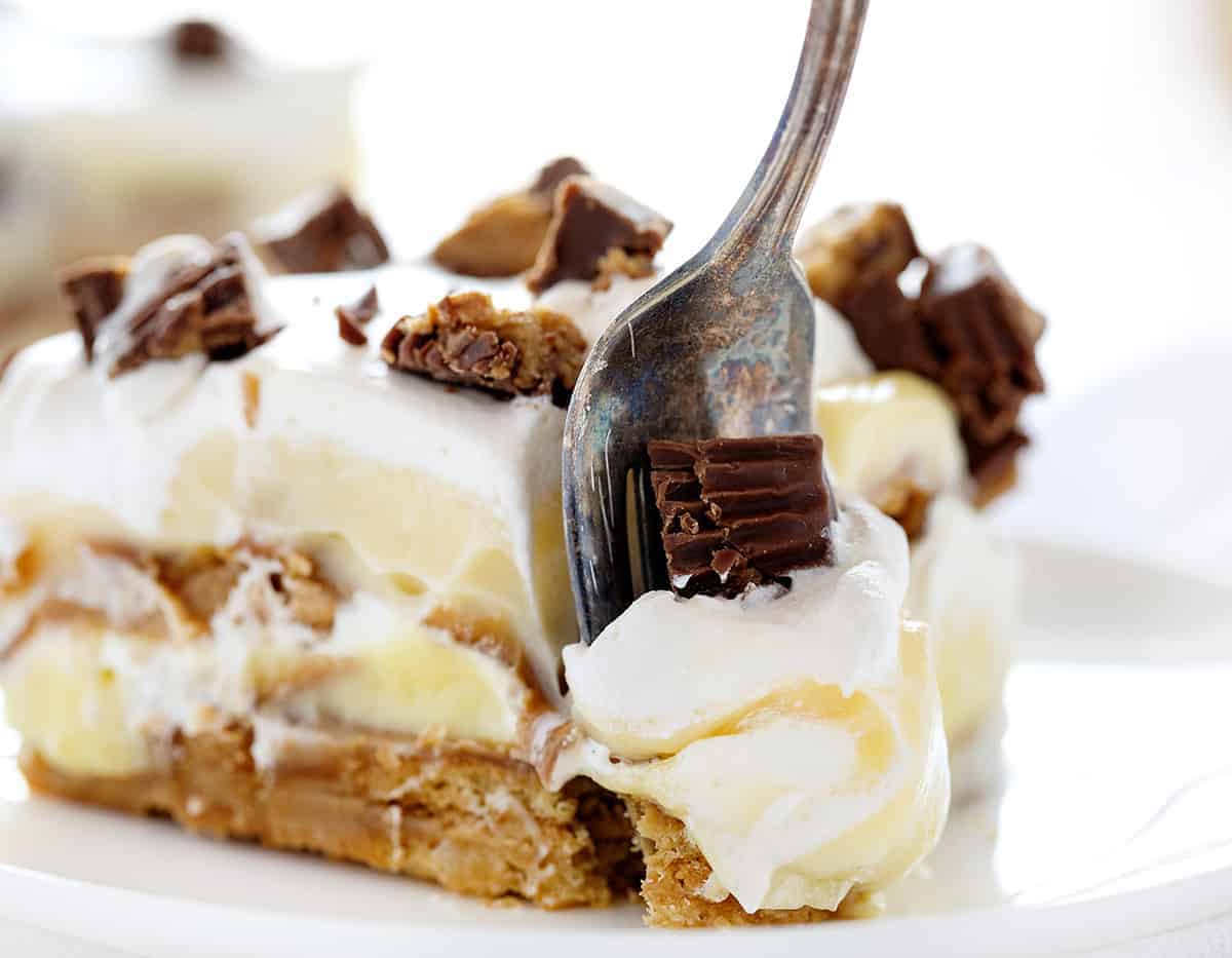 Fork Taking a Bite Out of Peanut Butter Cookie Dessert