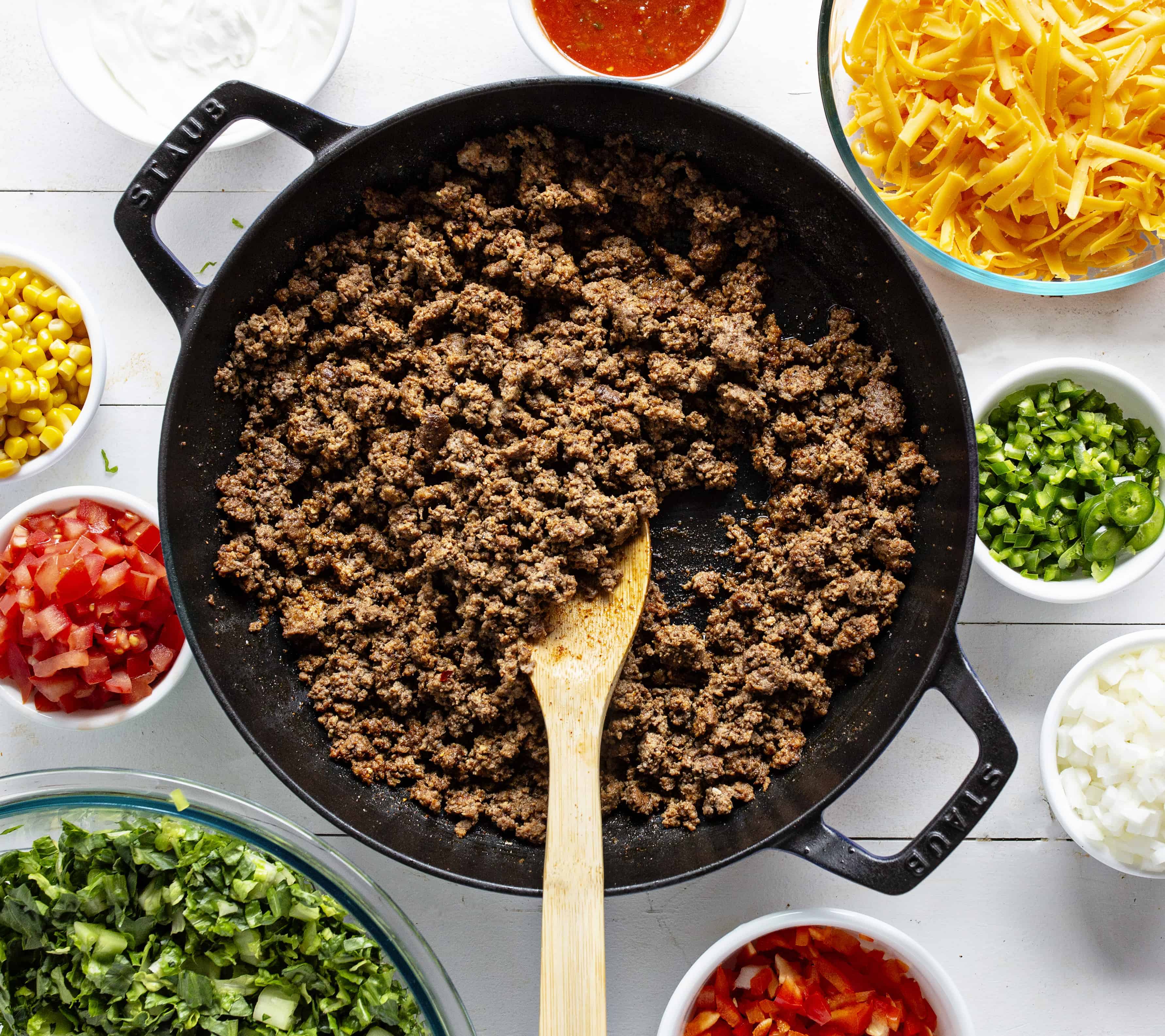 Taco Salad Ingredients Before Being Assembled for Taco Salad.