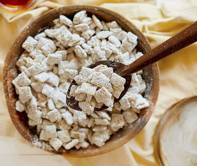 A spoonful of Snickerdoodle Puppy Chow