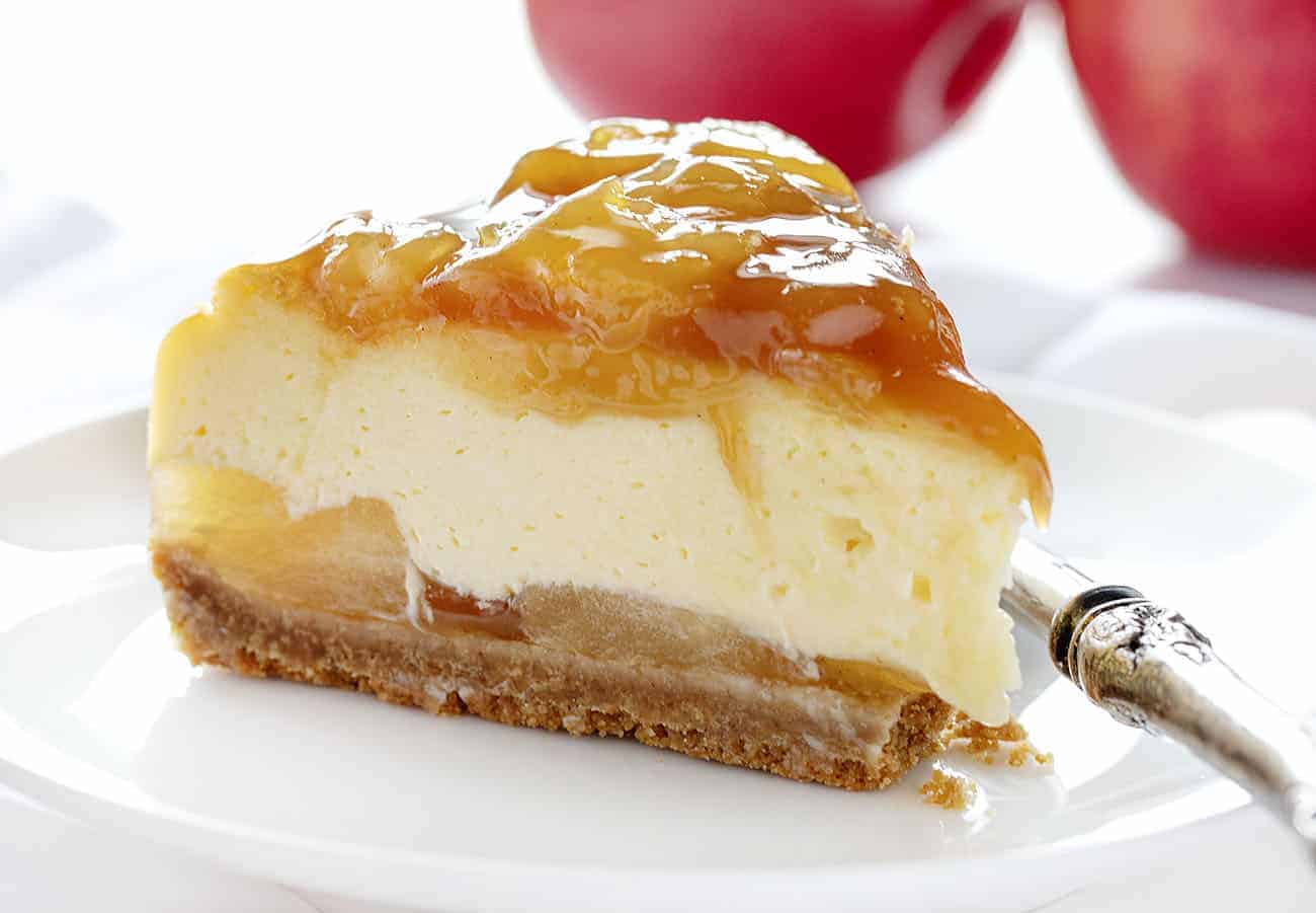 Slice of Caramel Apple Cheesecake