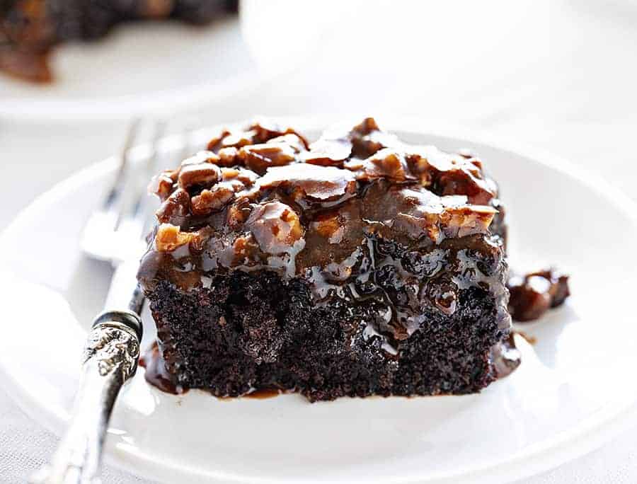 Dark Chocolate Cake with Buttermilk Pecan Frosting