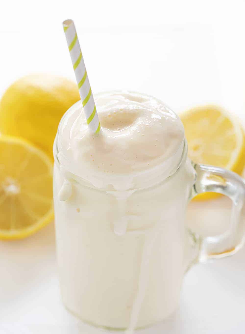 Cup of Overflowing Frosted Lemonade