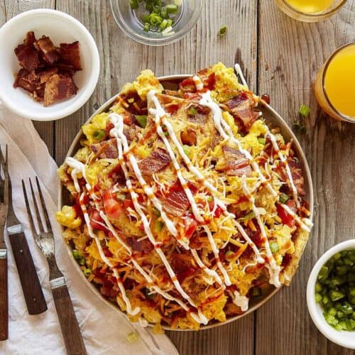 Loaded Hash Brown Breakfast Nachos - I Am Baker