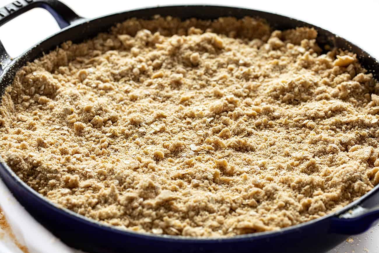 Skillet Pumpkin Crisp Before It Is Baked