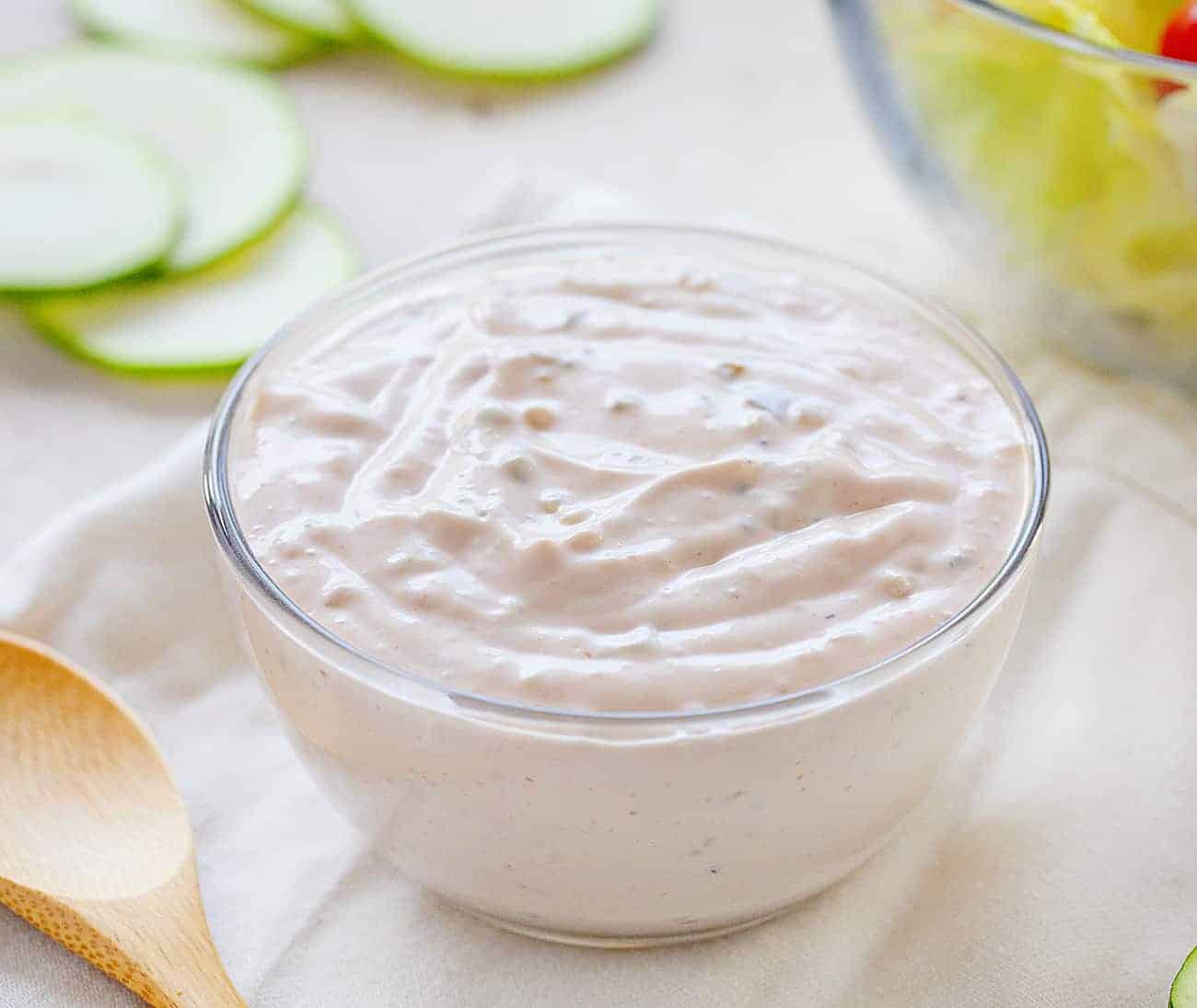 Bowl of creamy Homemade Russian Dressing