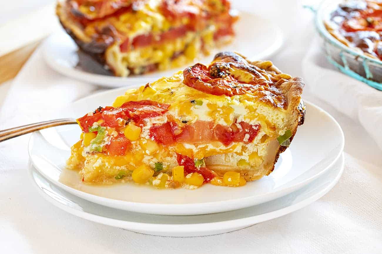 Slice of Tomato and Corn Pie