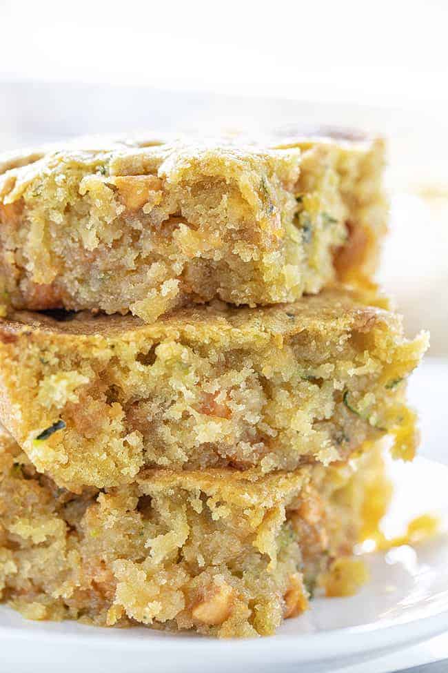 Stack of moist and sweet Butterscotch Zucchini Bars